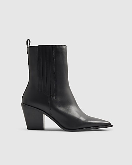 Black Leather Ankle Boots