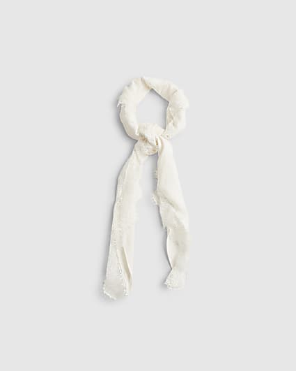 Cream Lace Trim Scarf