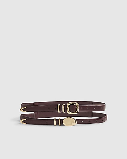 Red Croc Pebble Buckle Double Belt