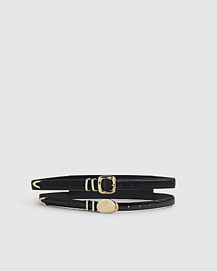 Black Pebble Double Buckle Belt
