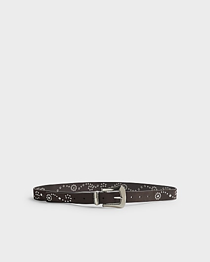 Brown Suede Stud Western Belt