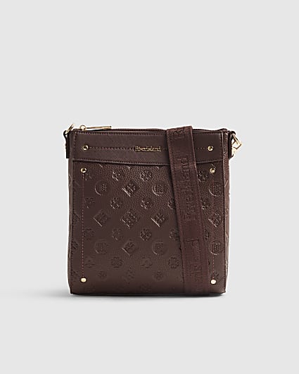 Red Monogram Embossed Messenger Bag