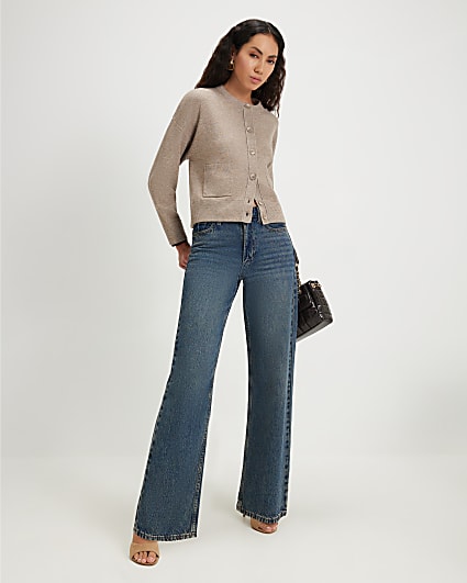 Beige Cotton Double Layer Cardigan