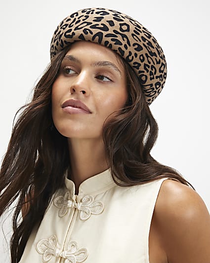Brown Leopard Wool Felt Pill Box Hat