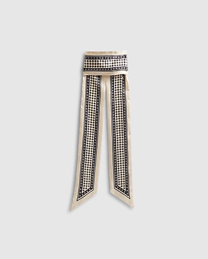 Cream Geometric Skinny Scarf