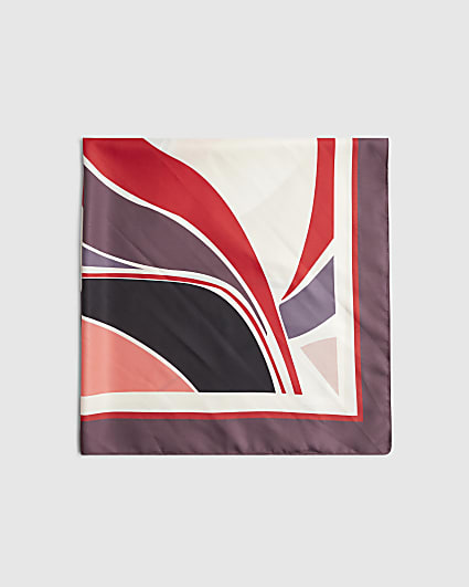 Red Print Large Square Hip Scarf