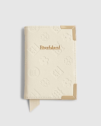 Cream Embossed Monogram Passport Holder