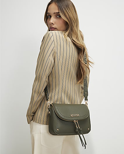 Khaki Zip Cross Body Bag