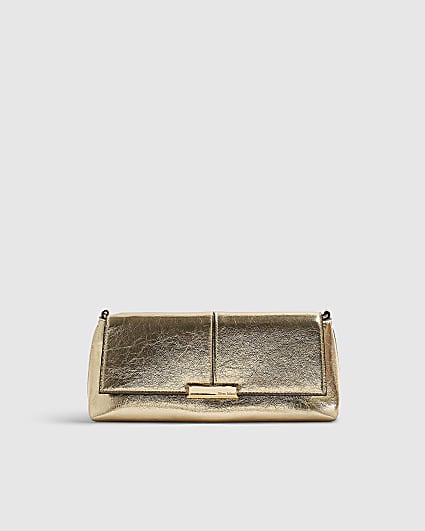 Gold Bar Flap Front Clutch Bag
