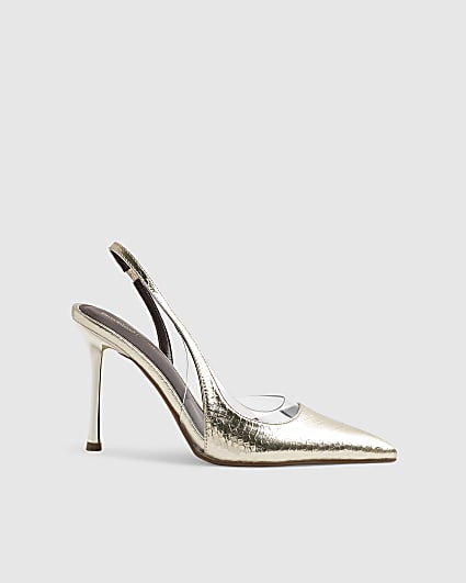 Gold Spliced Perspex Court Heels