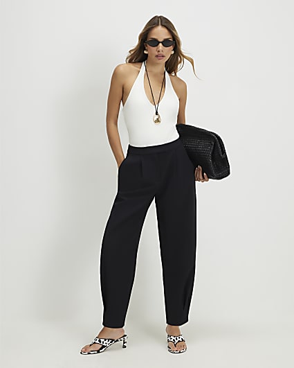 Brown Barrel leg Tailored Trousers