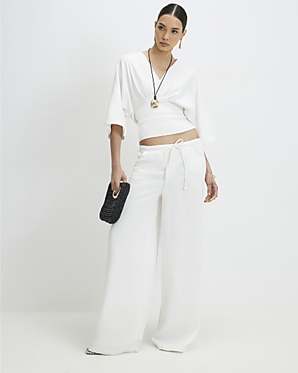 White Kimono Sleeve Jersey T-shirt