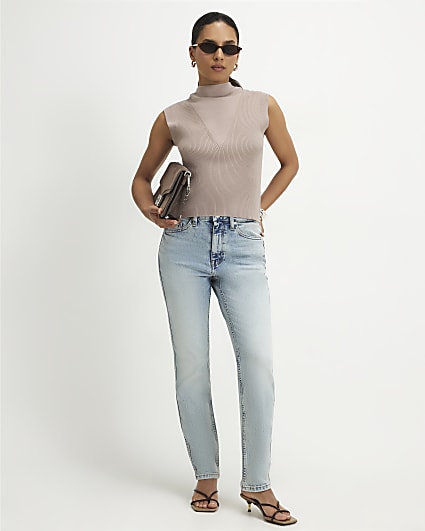 Petite Blue Washed Cigarette Jeans