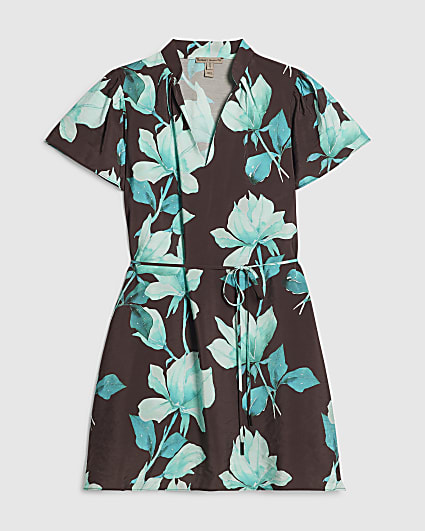 Petite Brown Floral Mini Dress