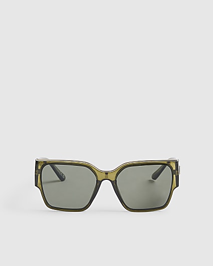 Green Top Bar Glam Visor Sunglasses