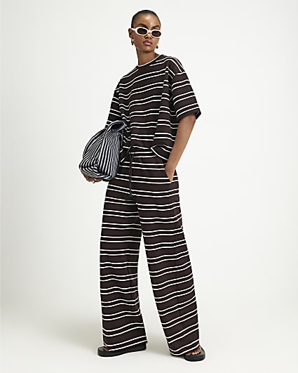 Brown Premium Stripe Jogger Trousers