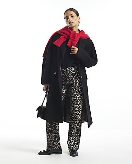 Petite Black Longline Coat