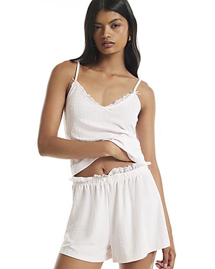 Pink Cami And Shorts Embossed Pyjama Set