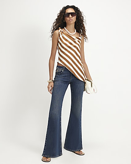 Blue Low Rise Noughties Flare Leg Jeans