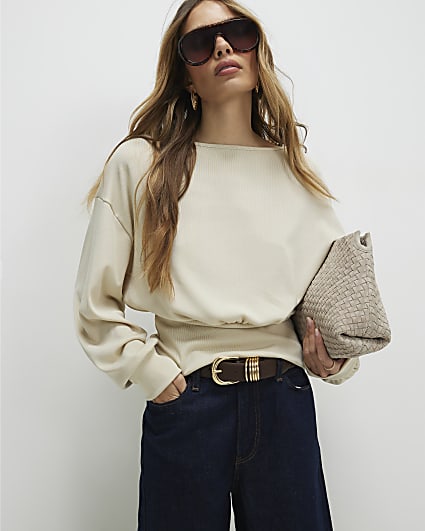 Beige Batwing Jumper