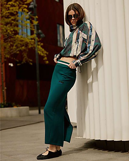 Green Pony Tipped Maxi Skirt