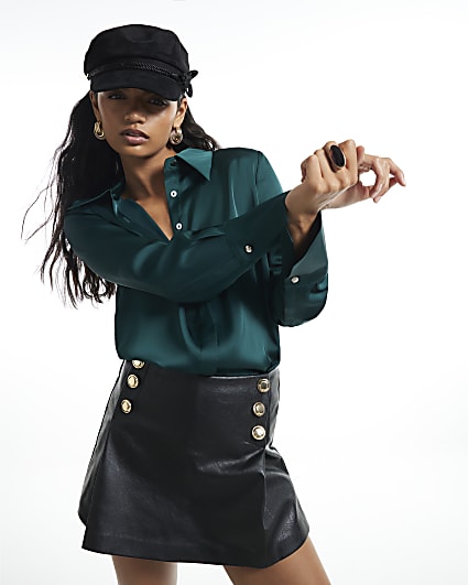 Green Slimline Satin Shirt