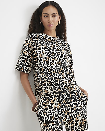 Brown Premium Animal Print Boxy T-shirt