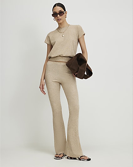 Beige Flared Trousers