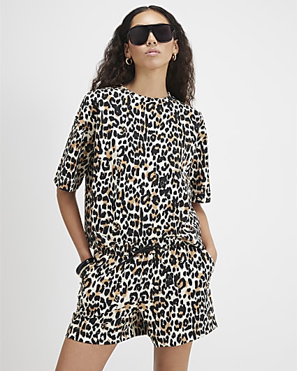Brown Premium Animal Print Shorts