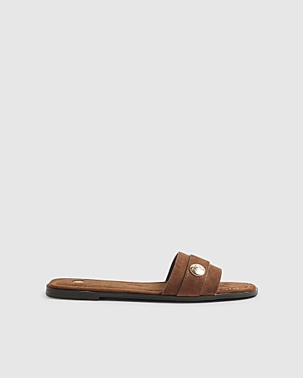 Brown Hardware Branded Sandals