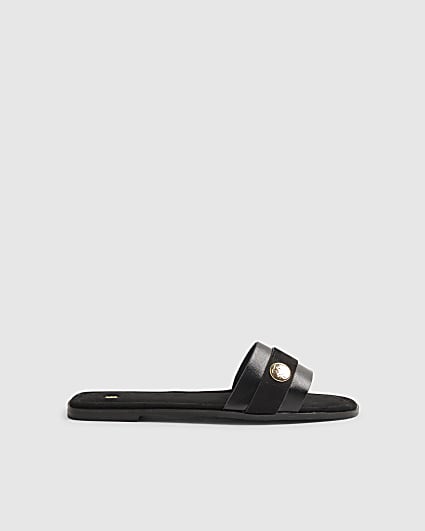 Black Hardware Branded Sandals