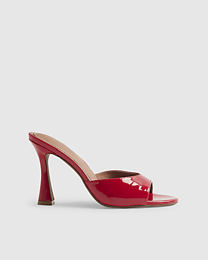 Red Mule Heeled Sandals