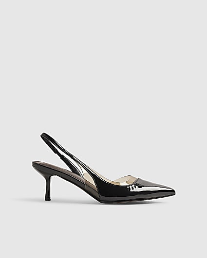 Black Spliced Patent Perspex Court Heels