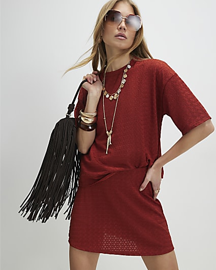 Orange T-Shirt And Skort Set