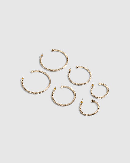 Gold Diamond Simulant Hoop Earring Pack