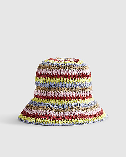 Multi Colour stripe crochet bucket hat