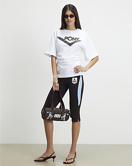 White Pony Ruched Side T-Shirt