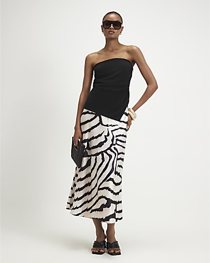 Black Print Bandeau Hybrid Maxi Dress