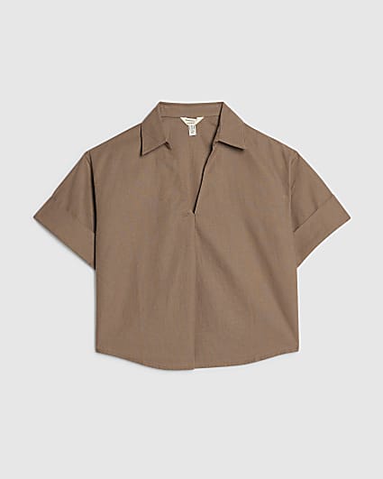 Petite Beige Linen Blend Shirt