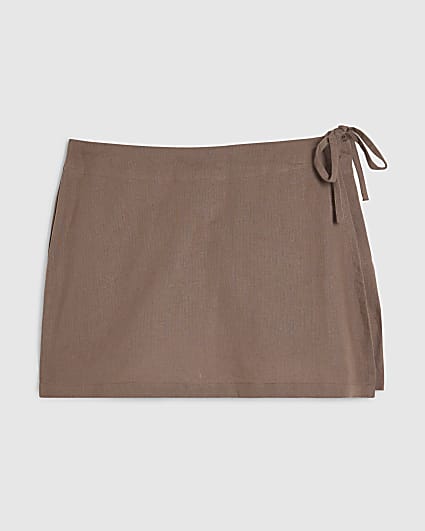 Petite Beige Linen Blend Skort