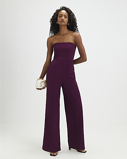 Purple Sleeveless Bandeau Jumpsuit