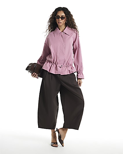 Pink Drop Hem Drawstring Jacket