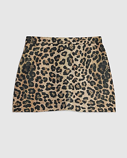 Petite Brown Leopard Mini Skirt