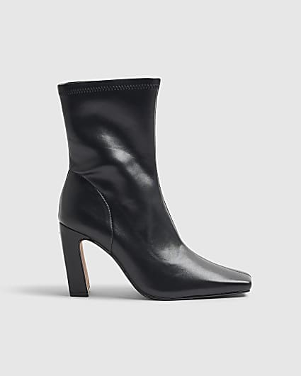 Black Square Heel Stretch Boots