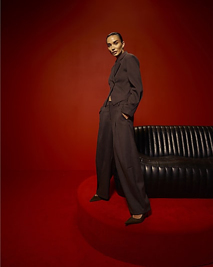 Brown Barrel Leg Trousers