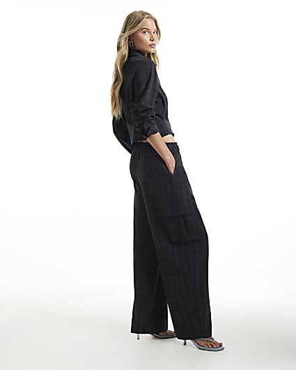 Blue Check Cargo Smart Joggers