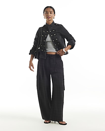 Petite Blue Check Smart Joggers