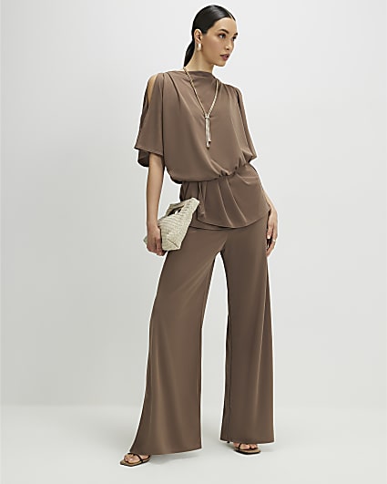 Brown Wide Leg Trousers