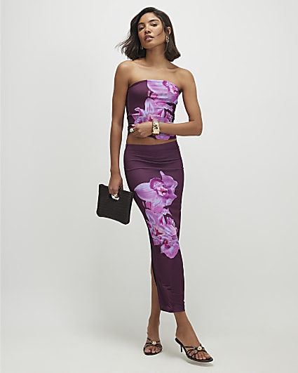 Purple Floral Maxi Skirt