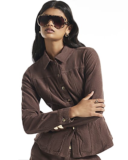 Brown Corduroy Waisted Jacket
